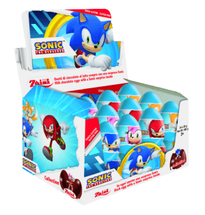 Czekoladowe jajko niespodzianka 20g Sonic karton 24 sztuki Czekoladowe jajko niespodzianka 20g Sonic karton 24 sztuki