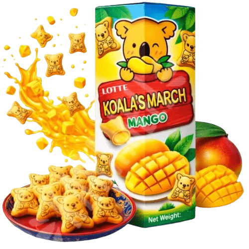 Lotte Koala's March Mango Mini Ciasteczka Z Nadzieniem O Smaku Mango 37g