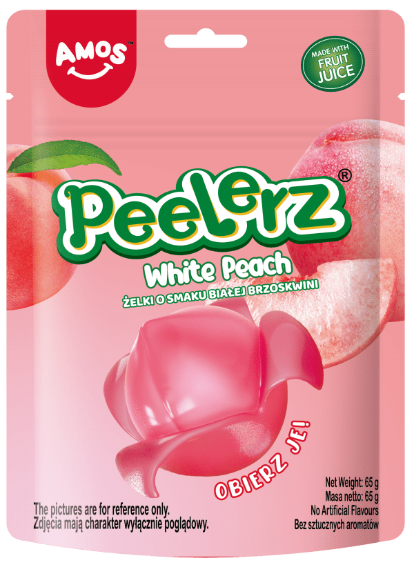Amos Peelerz White Peach Obieralne Żelki w Kształcie Białej Brzoskwini 65g