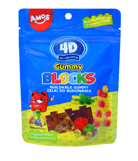 Amos Żelki Klocki 4D Do Budowania Gummy Blocks 100g