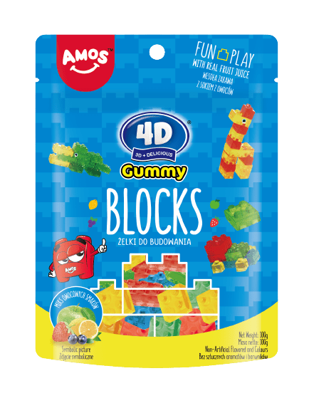 Amos Żelki Klocki 4D Do Budowania Gummy Blocks 100g