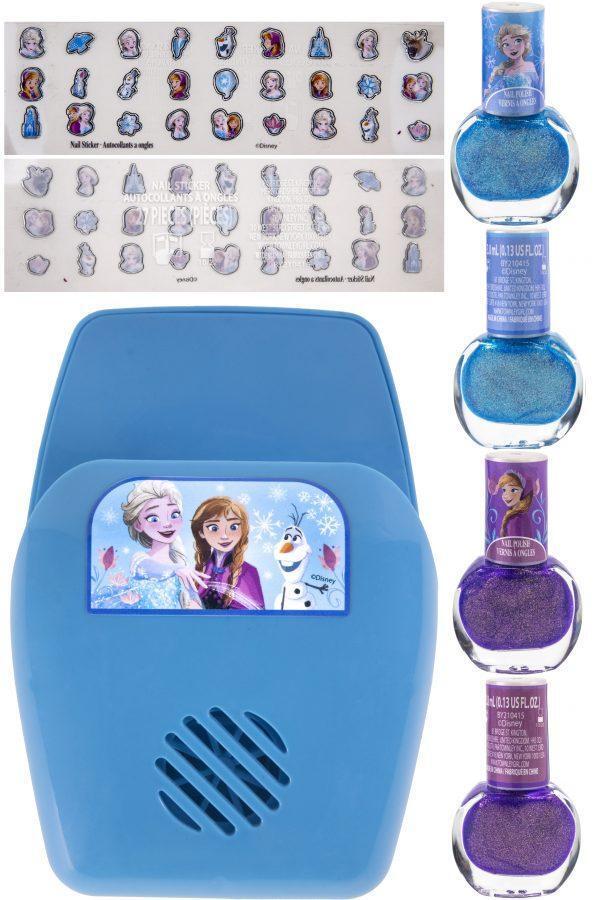 Kraina lodu Frozen zestaw lakierów i naklejek na paznokcie z suszarką do paznokci