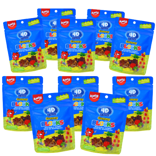 Amos żelki klocki 4D do budowania Gummy blocks 5 sztuk x 100g