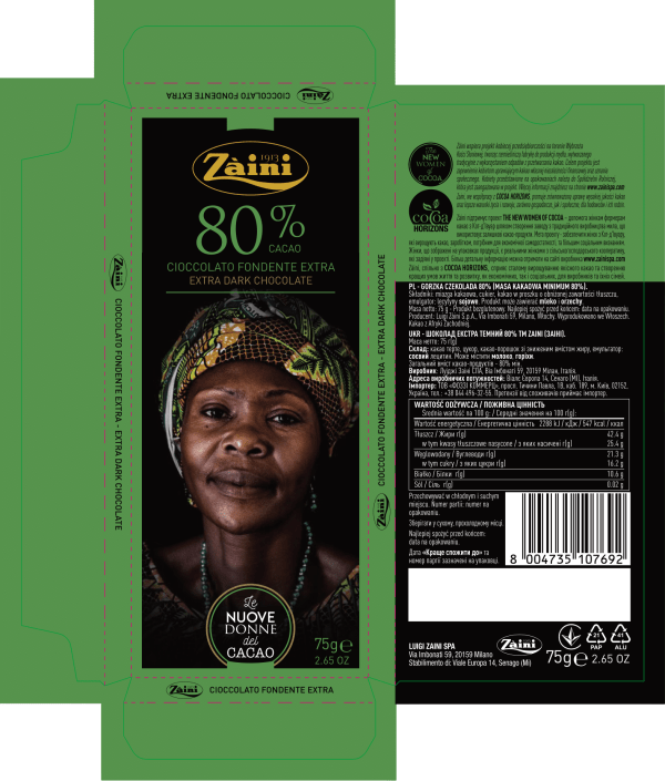 Czekolada gorzka 80% Women of Cocoa 75g karton 12 sztuk