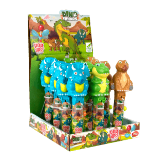 Pop Ups Lollipop Dino Friends Wysuwany Lizak-Zabawka Karton 12 Sztuk