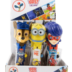 Pop Ups Lollipop Mix Wysuwany Lizak-Zabawka Mix Psi Patrol Minionki Batman Miraculum Karton 12 x 10g