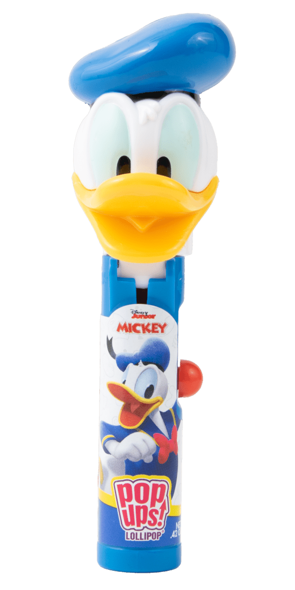 Pop Ups Lollipop Disney Mix Wysuwany Lizak-Zabawka Mix Postaci Myszka Mickey Minnie Kaczor Donald Daisy Karton 12 x 10g