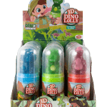 3D Dino Lolly Lizak w kształcie dinozaura z figurką - niespodzianką 20g