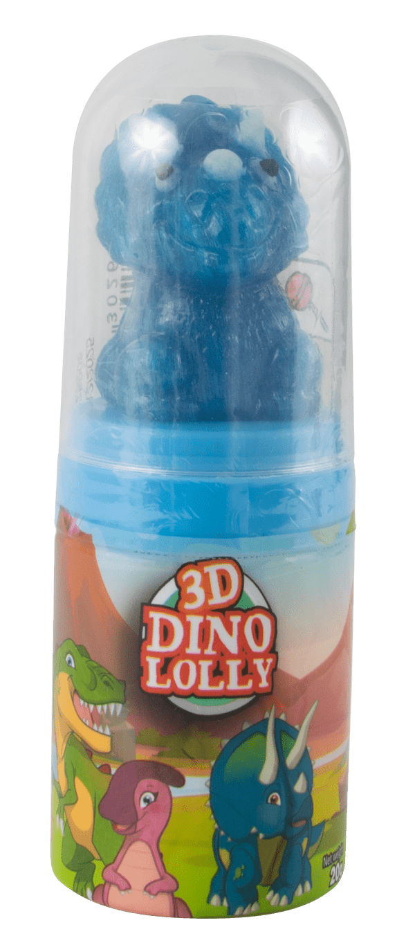 3D Dino Lolly Lizak w kształcie dinozaura z figurką - niespodzianką 20g