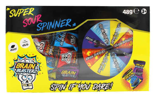 Brain Blasterz Super Sour Spinner Zestaw Kwaśnych Cukierków z Ruletką 48g