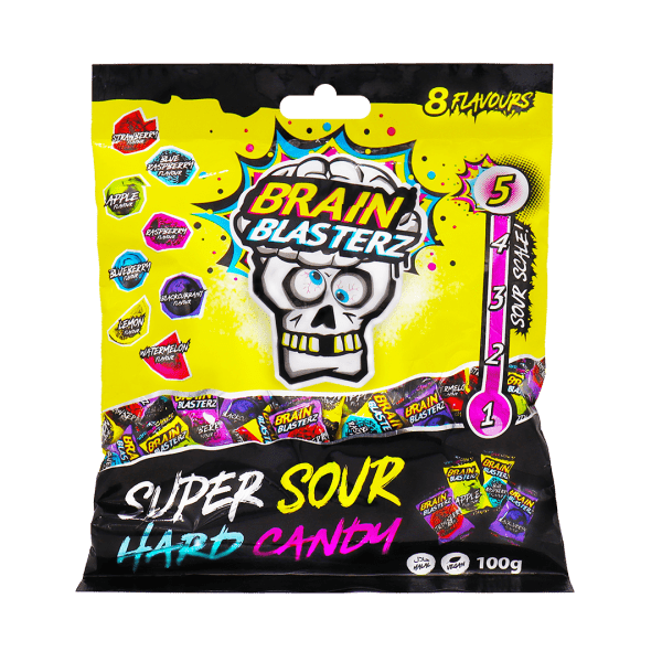 Brain Blasterz Super Sour Candy Mix Kwaśnych Cukierków 8 Smaków 100g