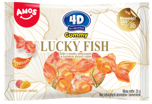 Owocowe Żelki 4D Gummy Lucky Fish w Kształcie Złotych Rybek 35g