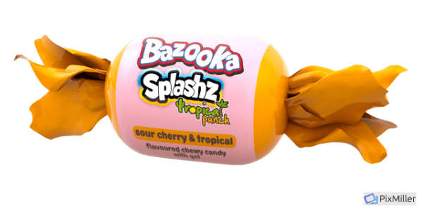 Bazooka Splashz Tropical Punch Amerykańskie Owocowe Cukierki-Żujki Bazooka Candy Mega Paka 120g