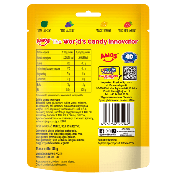 Amos Żelki Literki 4D Gummy Letters 85g