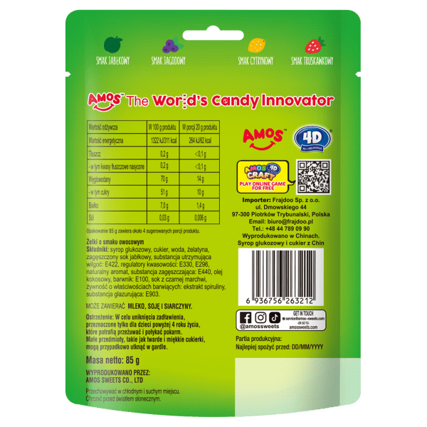 Amos Żelki Literki 4D Gummy Letters 85g