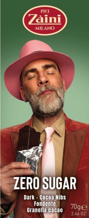Czekolada Gorzka Zaini ZERO SUGAR DARK COCOA NIBS Bez Cukru 70g