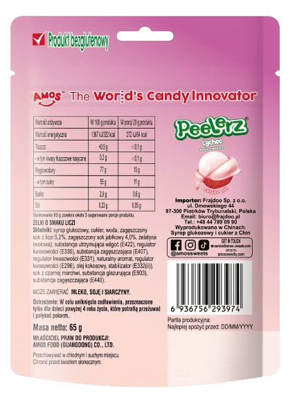 Amos Peelerz Lemon Obieralne Żelki w Kształcie Cytryny 65g