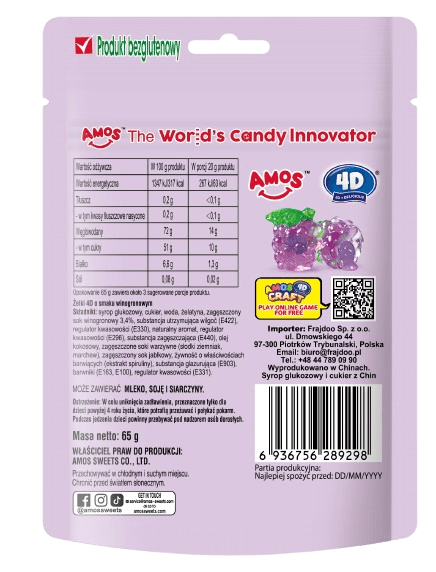 Amos Żelki Truskawki 4D Fruit Gummy Strawberry Burst 65g