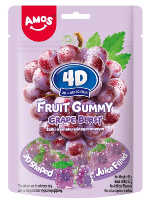 Amos Żelki Truskawki 4D Fruit Gummy Strawberry Burst 65g Amos Żelki Truskawki 4D Fruit Gummy Strawberry Burst 65g