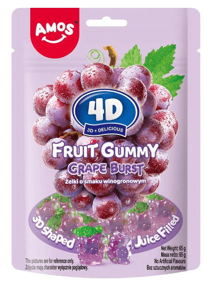 Amos Żelki Truskawki 4D Fruit Gummy Strawberry Burst 65g