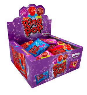 Ring Pop oryginalne lizaki miks owocowych smaków karton 24 sztuki x 10g Ring Pop oryginalne lizaki miks owocowych smaków karton 24 sztuki x 10g