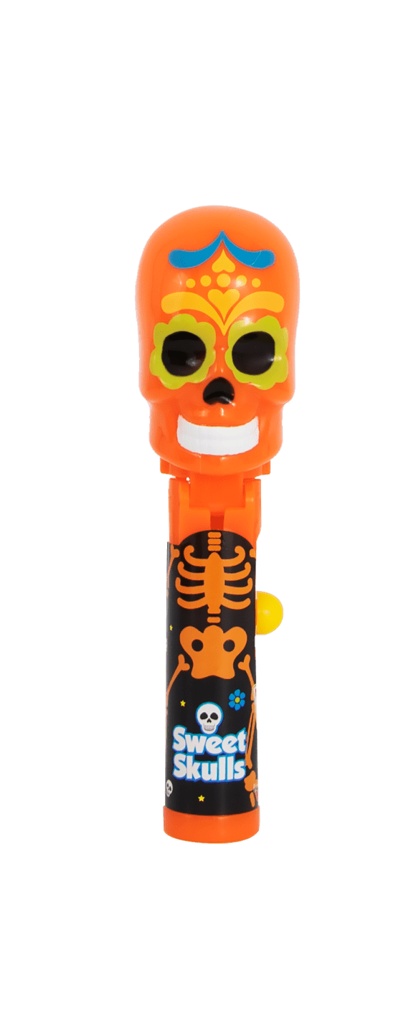 Pop Ups Lollipop Sweet Skulls Wysuwany Lizak-Zabawka na Halloween Karton 12 Sztuk