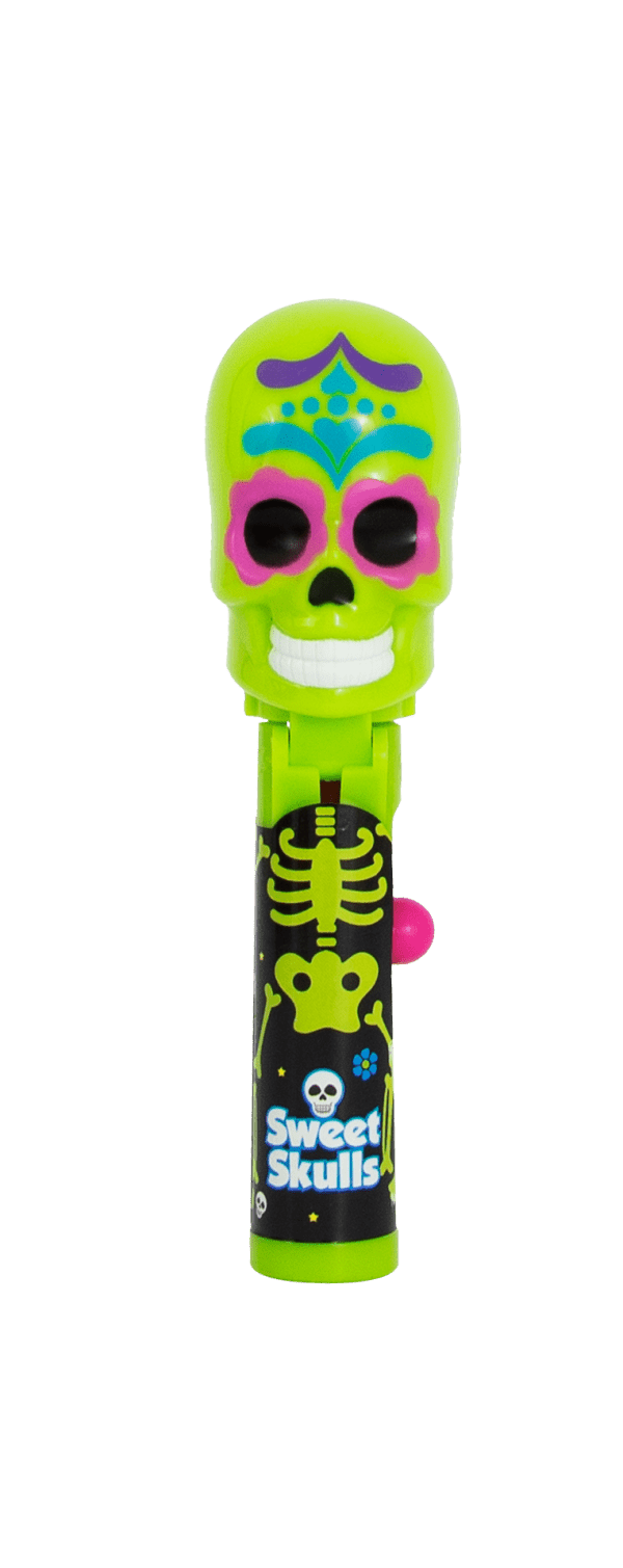 Pop Ups Lollipop Sweet Skulls Wysuwany Lizak-Zabawka na Halloween Karton 12 Sztuk