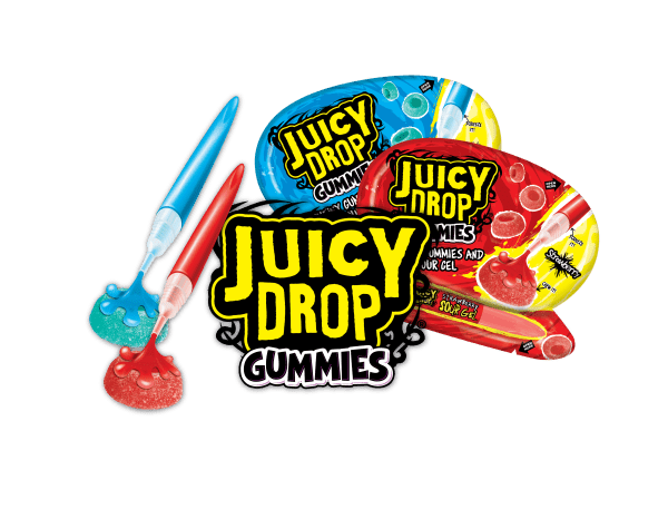 Juicy Drop Gummies Owocowe Żelki Z Kwaśnym Żelem W Pisaku Bazooka Candy 57g