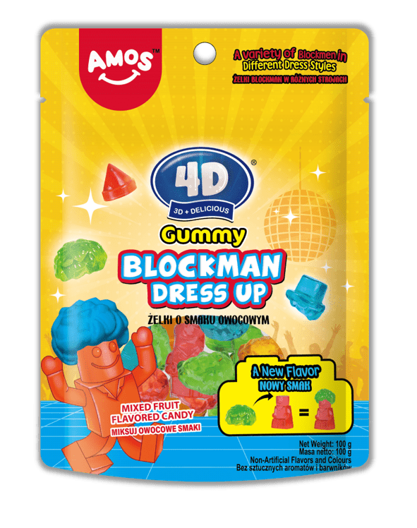 Amos Żelki Ludziki 4D Do Składania Gummy Blockman Dress Up 85g