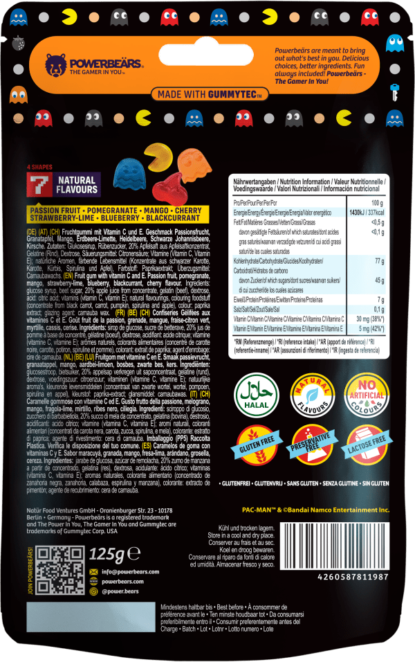 PAC-MAN Gamer Gummies Żelki W Kształcie Postaci z Gry Wzbogacone Witaminami 125g