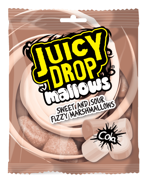 Juicy Drop Mallows Pianki Marshmallows o Smaku Coli w Kwaśnej Musującej Posypce 100g