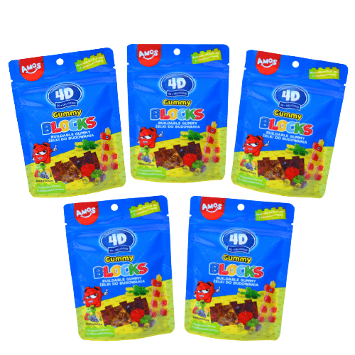Amos żelki klocki 4D do budowania Gummy blocks 5 sztuk x 100g