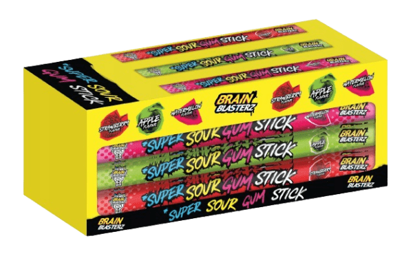 Brain Blasterz Sour Gum Stick Kwaśna Guma do Żucia Pałeczka Karton 30szt x 22g