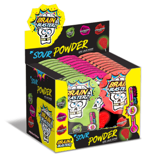 Brain Blasterz Sour Powder with Lolly Dipper Lizak z Kwaśnym Proszkiem 10g Brain Blasterz Sour Powder with Lolly Dipper Lizak z Kwaśnym Proszkiem 10g