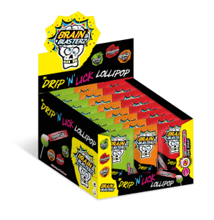 Brain Blasterz Drip 'N' Lick Lollipop Lizak z Kwaśnym Żelem Do Polewania 18g Brain Blasterz Drip 'N' Lick Lollipop Lizak z Kwaśnym Żelem Do Polewania 18g