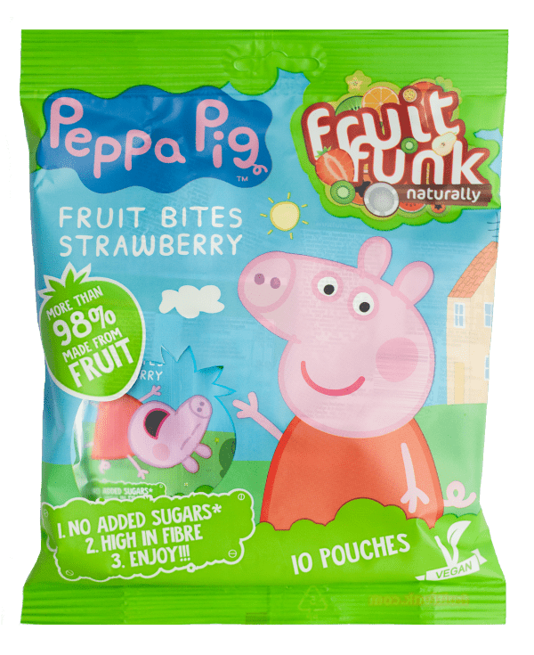 Fruit Funk Peppa Pig Zdrowe Owocowe Przekąski 98% Owoców Świnka Peppa Multibag 10x10g