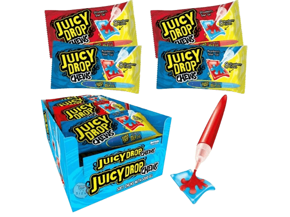 Juicy Drop Chews Cukierki-Żujki Z Kwaśnym Żelem W Pisaku Bazooka Candy 67g