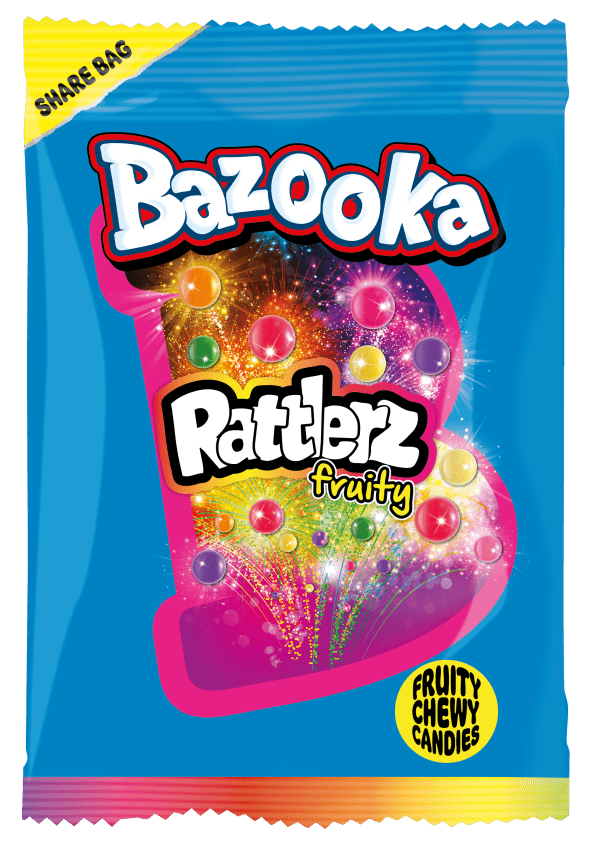 Bazooka Rattlerz Fruity Owocowe Cukierki Do Żucia Bazooka Candy Mega Paka 120g