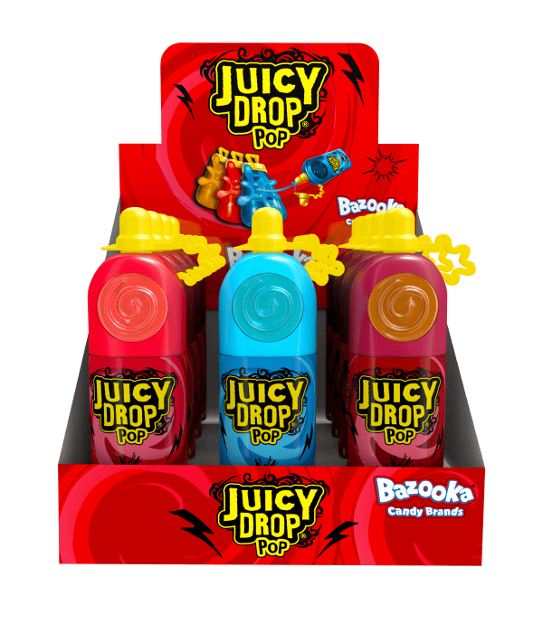 Juicy Drop Pop Owocowy Lizak Z Kwaśnym Żelem Bazooka Candy 26g