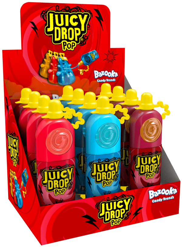Juicy Drop Pop Owocowy Lizak Z Kwaśnym Żelem Bazooka Candy 26g