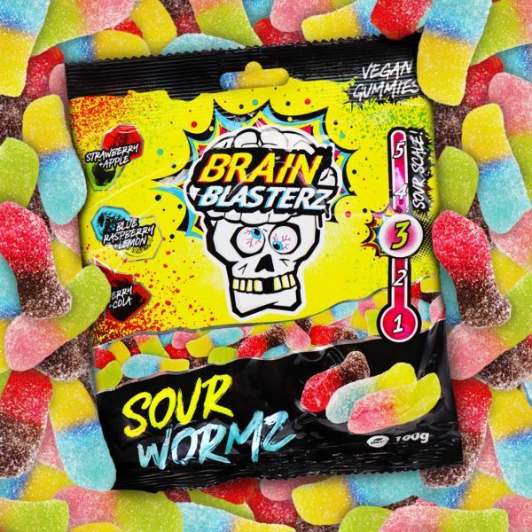 Brain Blasterz Super Sour Candy Mix Kwaśnych Cukierków 8 Smaków 100g