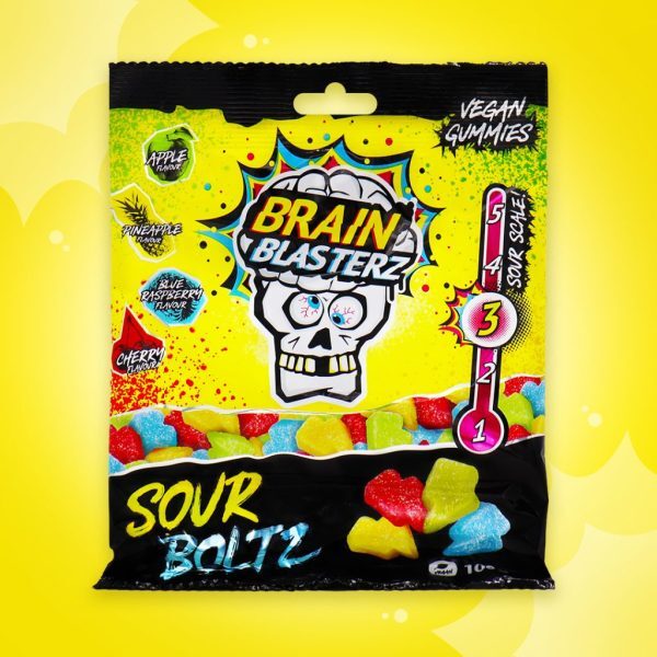 Brain Blasterz Sour Wormz Kwaśne Żelki w Kształcie Robaczków O Smaku Owocowym 100g
