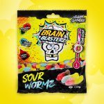 Brain Blasterz Sour Wormz Kwaśne Żelki w Kształcie Robaczków O Smaku Owocowym 100g