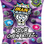 Brain Blasterz Sour Chew Bitez Kwaśne Cukierki do Żucia w Tęczowej Kwaśnej Posypce 100g