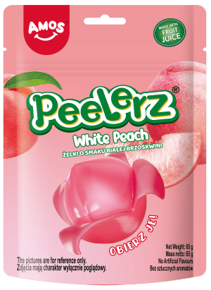 Amos Peelerz White Peach Obieralne Żelki w Kształcie Białej Brzoskwini 65g