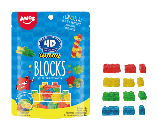 Amos Żelki Klocki 4D Do Budowania Gummy Blocks 100g