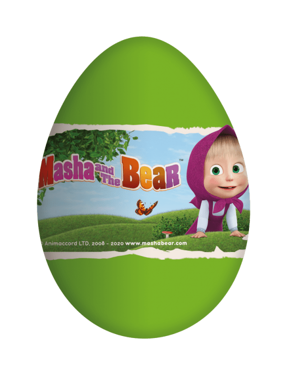Czekoladowe jajko niespodzianka 20g Masza i niedźwiedź karton 24 sztuki