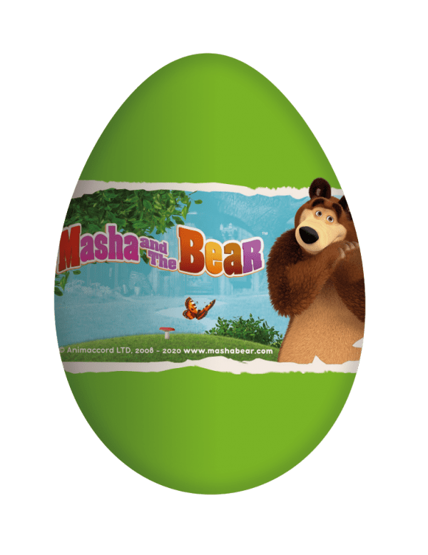 Czekoladowe jajko niespodzianka 20g Masza i niedźwiedź karton 24 sztuki