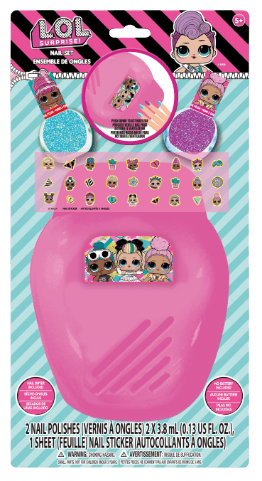 LOL Surprise! Zestaw lakierów i naklejek na paznokcie z suszarką do paznokci