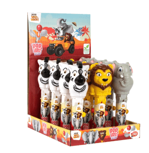 Pop Ups Lollipop Safari Wysuwany Lizak-Zabawka Karton 12 Sztuk